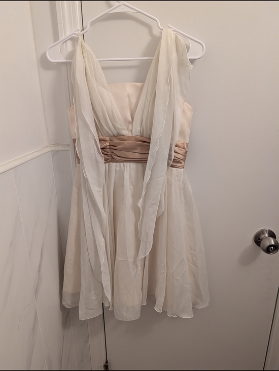 Dresses & Skirts - Ivory Chiffon Cocktail Dress with Satin Waistband